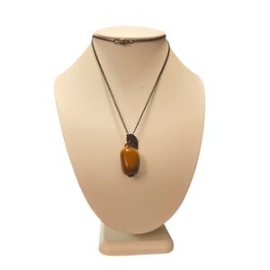 Vintage Handcrafted Natural Stone & Crystal Long Necklace.